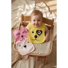Hayat Store Lumi 3'lü Paket Hayvan Figürlü Yumuşak Dokulu Bebek Mama Önlüğü Seti - %100 Pamuklu ve Sıvı Emici 0-12 Ay