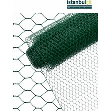 İstanbul Çit Metal Istanbul Çit Metal Pvc Kümes Teli 3/4 Inç 19 mm Göz 0,70 mm Tel Kalınlığı Yeşil 100 cm x 20 M Altıgen Örgülü Tel
