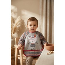 Hayat Store Tribal Bear Serisi Sıvı Geçirmez Uzun Kollu Bebek Mama ve Etkinlik Önlüğü - Boho Tasarım Kırıntı Cepli Smock 6-24 Ay