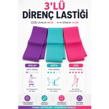 Tayzon 3'lü Direnç Lastiği Seti Pilates Fitness Egzersiz Bandı 90X7,5 cm Ucu Açık Lastik