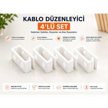 Veriqo 3D 4'lü Kablo Düzenleyici Kablo Sabitleyici Kablo Tutucu Vida Montajlı Kablo Klipsi