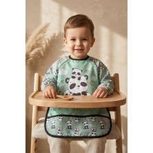 Hayat Store Panda Desenli Sıvı Geçirmez Kollu Mama Önlüğü 6-24 Ay - Blw Uyumlu, Leke Tutmayan Bebek Etkinlik Önlüğü