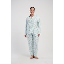 Obje Kadın Mavi Marla Cepli Battal Pijama Altı
