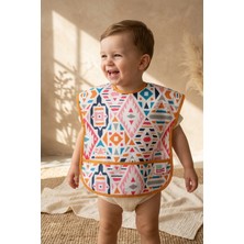 Hayat Store Tribal Joy Su Geçirmez Leke Tutmaz Geometrik Desenli Cepli Bebek Mama Önlüğü - Blw Uyumlu Geniş Kesim Koruyucu Önlük 6-24 Ay
