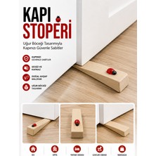 Kea Ev Eşyaları Ahşap Kapı Stoperi Uğur Böcekli Kapı Tutucu Kapı Sabitleyici Kaymaz Kapı Takozu 10 cm