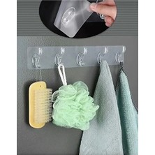 CATEKSSS Yapışkanlı Güçlü Şeffaf 5 Li Askılık Kapı Arkası Mutfak Duvar Banyo Düzenleyici Askı Plastik Turuncu