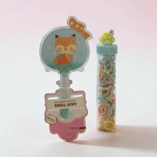 Sevimli Içi Pullu Çocuk Tarağı Saç Fırçası ve Lastik Toka Seti