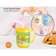 3D Sepetim Funny Pipetli Çocuk Içecek Bardağı Desenli Bardak 350ML