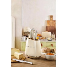 Beauty Tech Smeg 50's Style KBSF02 6'lı Blok Bıçak Seti - Alman Çeliği, Akasya Blok, 4 Renk