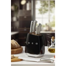 Beauty Tech Smeg 50's Style KBSF02 6'lı Blok Bıçak Seti - Alman Çeliği, Akasya Blok, 4 Renk