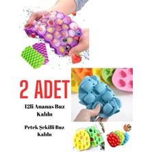 CATEKSSS 2 Adet | 12LI Ananas Çikolata-Buz Kalıbı ve Petek Şekilli Çikolata-Buz Kalıbı Silikon