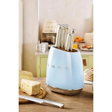 Beauty Tech Smeg 50's Style KBSF02 6'lı Blok Bıçak Seti - Alman Çeliği, Akasya Blok, 4 Renk