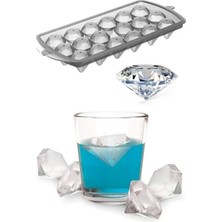 CATEKSSS 18 Bölmeli Lüx Elmas Şekil Buz Kalıbı Kapaklı Pratik Buzluk Plastik