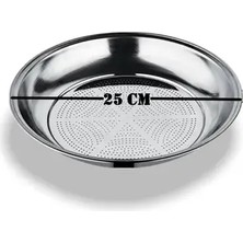 CATEKSSS Paslanmaz Krom Süzek, Kevgir, Süzgeç 25 cm Krom