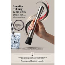 Transformacion Kokteyl Ezici Tokmak - 21 cm Tırtıklı Başlık Mojito Meyve ve Buz Ezme Barmen Muddler Tokmağı Profesyonel 304 Saf Paslanma Çelik 723438