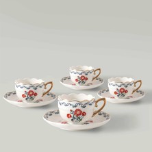 Linens Kael Porselen 4'lü 90 ml Kahve Fincan Takımı Renkli