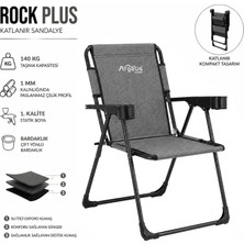 Argeus Katlanır Piknik ve Kamp Sandalyesi - Bardaklıklı - Rock Plus - Gusto Antrasit