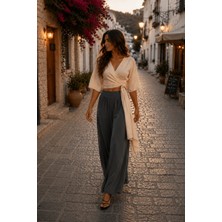 Bohem Stil Italyan Korsajlı Astarlı İpek Wes Pantolon  (Boyu:105-110 CM)