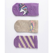 Obje Kız Çocuk Unicorn Desen 3'lü Soket Çorap
