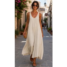 Italyan Kadın Askılı Keten Tulum