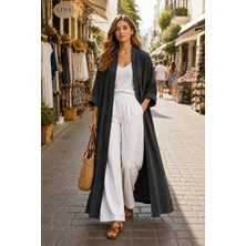 Eren Style Bohomiyan  Italyan Uzun Cepsiz Keten Kaftan & Kap (140-CM)