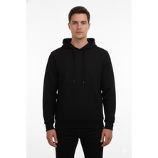Obje Erkek Siyah Kapşonlu Uzun Kol Sweat