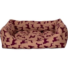 Pet Comfort Uniform Bej-Bordo Kedi ve Köpek Yatağı S 50X60CM