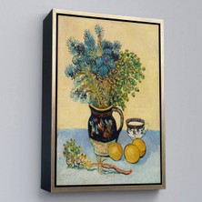 Uslucan Alışveriş Ahşap Çerçeveli Natürmort Kır Çiçekleri Ile Majolica Tarzı Sürahi Tablo - Vincent Van GOGH-7451
