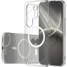Caseonn Tecno Camon 50 Kılıf Magsafe Özellikli Sararmaz Kristal Sert Kapak Şeffaf