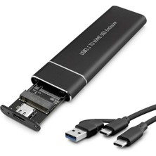 Marsilyan SSD Kutu Type-C3.1 + Usb3.0 Nvme M2 Chıp JMS583 Siyah HDX1768