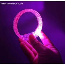 Pembe LED Işıklı Baskı Yapılabilen Pilli Bileklik Bilezik