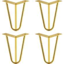 Starseven Martı 12 cm 4'lü Set Gold Altın Metal Mobilya Ayağı Üçgen Tasarım Koltuk Sehpa Masa Tv Ünite