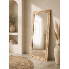 Dfn Wood Doğal Ahşap Dikdörtgen Dekoratif Duvar Salon Ofis Boy Aynası 160X60 cm