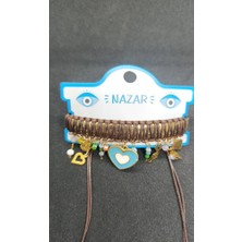 Nd Jewelry Alaçatı Amour Sky Deri İpli Bileklik & Halhal – Kahverengi