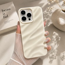 Aksesuarda iPhone 14 Pro Max Uyumlu Inci Parlak Kabartmalı Dalga Desenli Silikon Telefon Kılıfı Darbe Emici