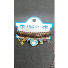 Nd Jewelry Alaçatı Amour Ruby Deri İpli Bileklik & Halhal – Kahverengi