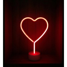 Marsilyan Neon Işıklı Kalp Masa Gece Lambası Pil+Usb