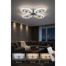 Yagmur Model Plafonyer Avize 3 Renk LED Isıklı Kumandalı Salon Oturma Odası Avize