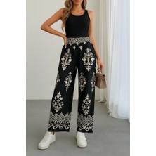 Gökyüzü Moda Kadın Yüksek Bel Desenli Lastikli Süprem Pantolon