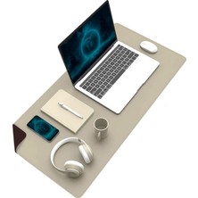 Klasse Çift Renk Dikişli Pu Deri Masa Matı 80X40 cm Mousepad, Su Geçirmez Masa Sümeni, Çift Ta
