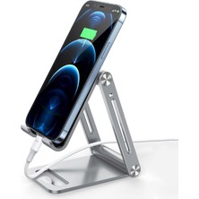 Juo Alüminyum Katlanabilir Metal Masaüstü Telefon Tutucu Standı Gümüş