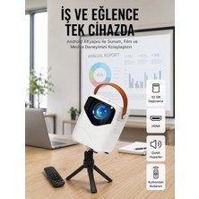 Marsilyan Projeksiyon Ev Sineması Bluetooth 4K Hd Kaliteli Görüntü Kumandalı