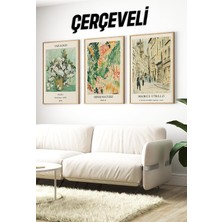 Kututr Van Gogh & Matisse Utrillo Temalı 3'lü Çerçeveli Dekoratif Tablo Seti CRV1159,ÇERÇEVELI