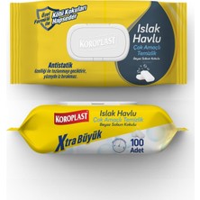 Koroplast Extra Büyük Boy, Mop Uyumlu Çok Amaçlı Islak Temizlik Havlusu Beyaz Sabun Kokulu 100