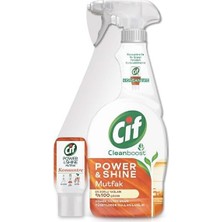 Cif Power & Shine Sprey Mutfak Yağ Çözücü 750 ml + Cif Power & Shine Konsantre Mutfak 70 ml