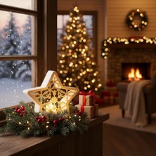 Christmas Serisi Kartanesi Mumluk - Dekoratif Aydınlatma - Ev Dekorasyon - Dekoratif Beyaz Mumluk