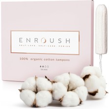 ENROUSH%100 Organik Pamuklu Tampon / Doğada Çözünür ve Toksinsiz / Hipoalerjenik - Tahriş ve A
