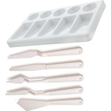 Plastik Masa Üstü 10 Hazneli Resim Paleti 5 Li Plastik Spatula 1 Paket Ressam Paketi Sanatsal Esne