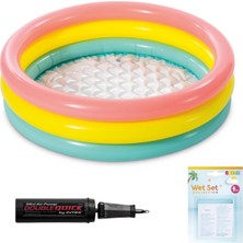 Şişme Yumuşak Tabanlı Renkli 3 Boğumlu Baby Pool Çocuk Bebek HAVUZU,86X25 cm ve Pompa+Yama Set