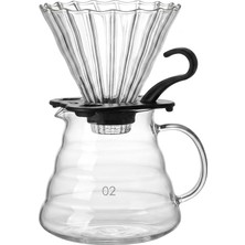 Deconox Profesyonel Cam Kahve Demleme Seti (Pour Over Dripper & Karaf) - 600 ml Kapasiteli Borosilik
